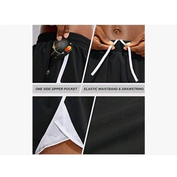 Santiny Running Shorts For Women Size Large Lightweight Zip Pocket Quick Dry  B9 - Picture 3 of 12